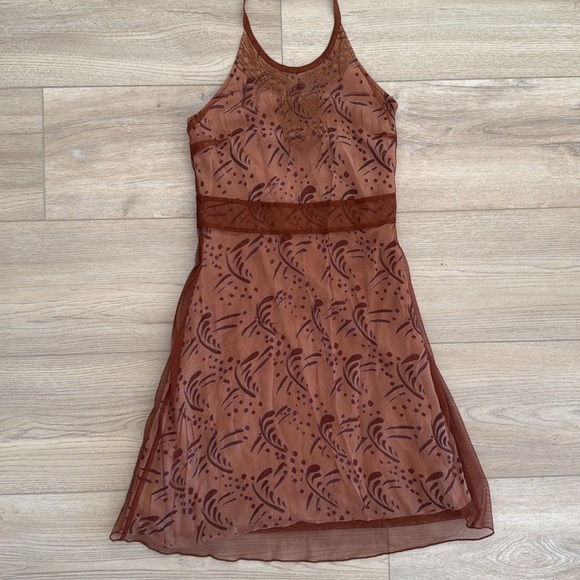 Free People Women’s Layered Lace Sleeveless Backless Halter Mini Dress Small EUC - Picture 14 of 15